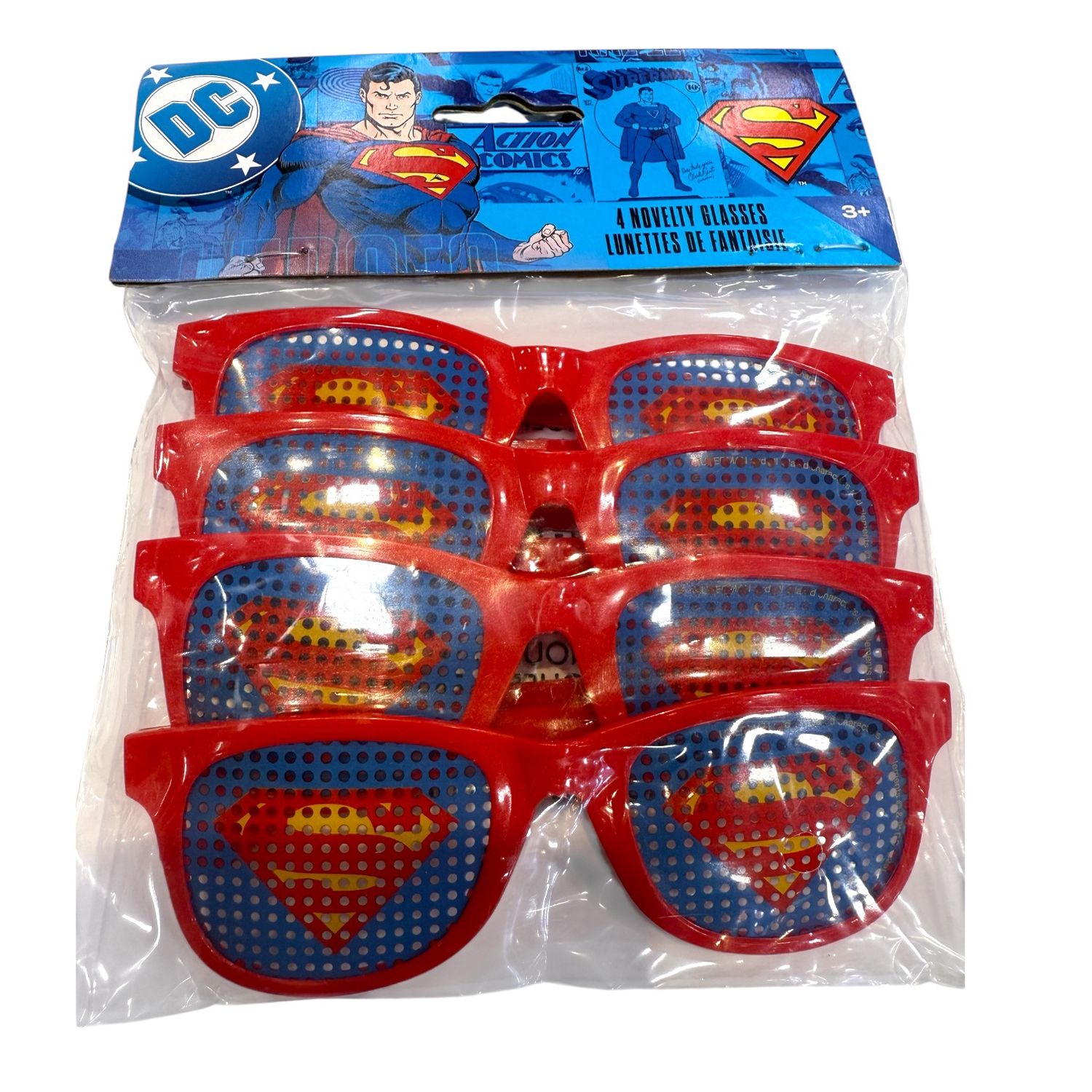 Superman Pinhole Novelty Glasses  4ct