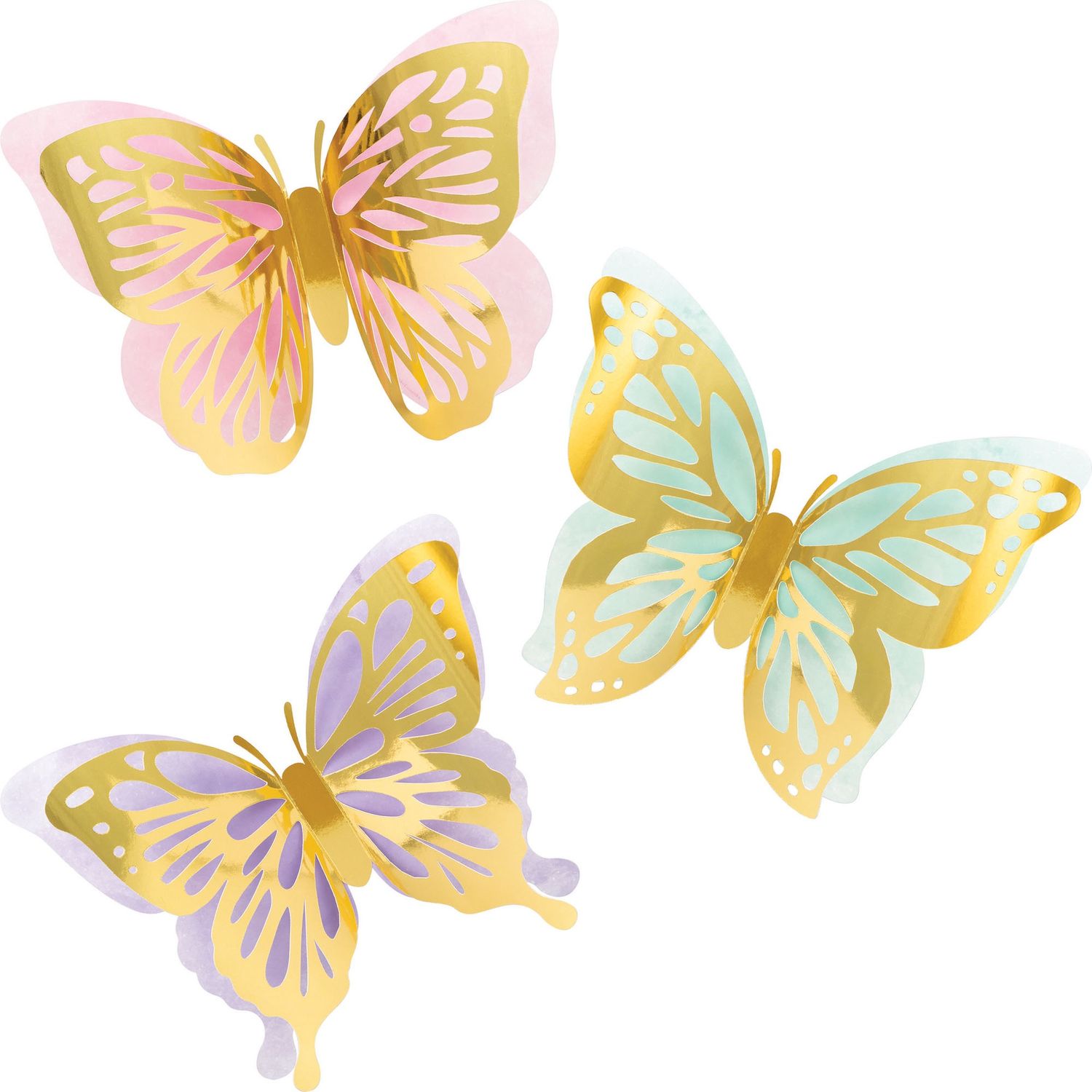 Butterfly Shimmer Foil Wall Cutouts – 3ct