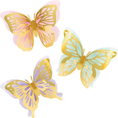 Butterfly Shimmer Foil Wall Cutouts – 3ct