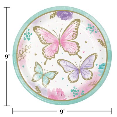 Butterfly Shimmer Dinner Plates – 8ct, 8¾"