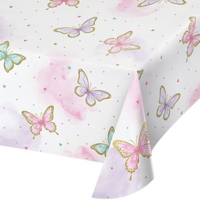 Butterfly Shimmer Paper Tablecover – 54&quot; x 102&quot;