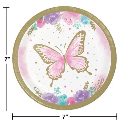 Butterfly Shimmer Dessert Plates – 8ct, 7"
