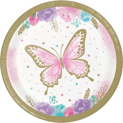 Butterfly Shimmer Dessert Plates – 8ct, 7&quot;