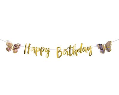 Butterfly Shimmer Birthday Banner – 8.3&quot; x 7 ft