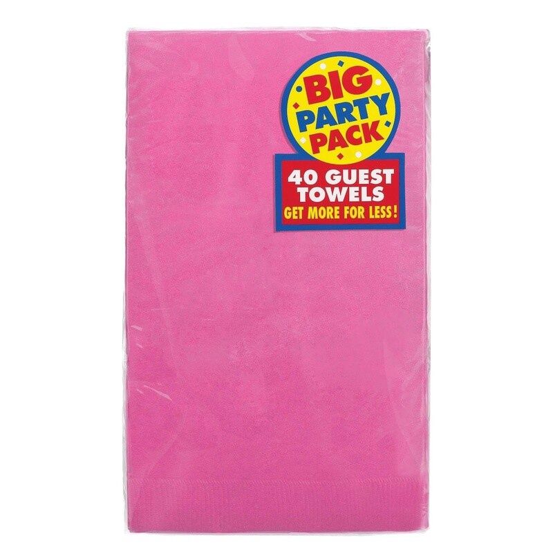 Bright Pink Solid Guest Towels – 40ct