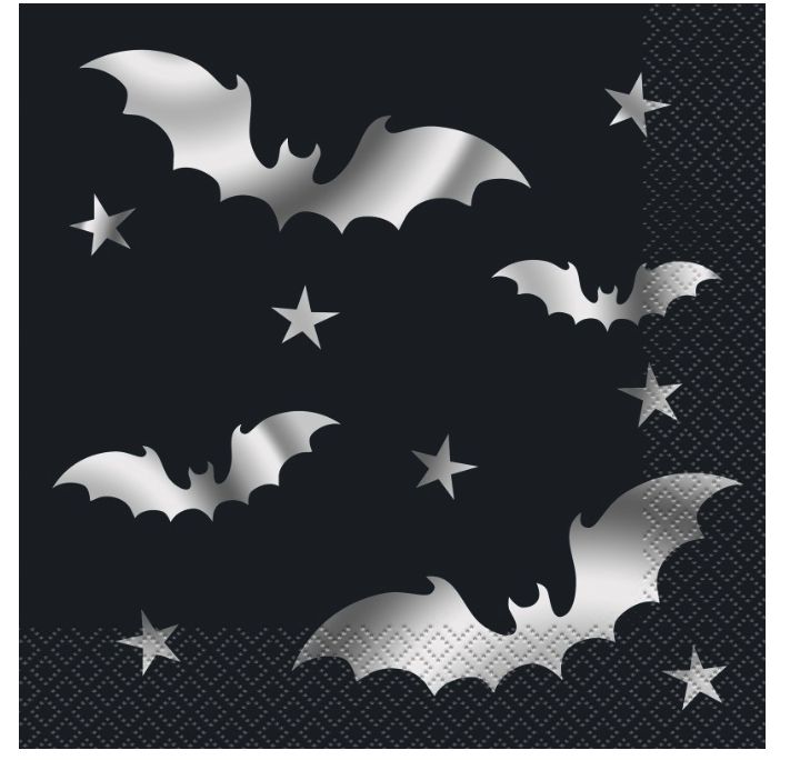 Silver Bats Halloween Luncheon Napkins 20ct – Foil Stamped