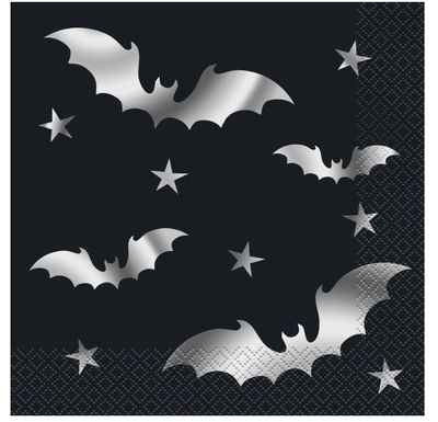 Silver Bats Halloween Luncheon Napkins 20ct – Foil Stamped