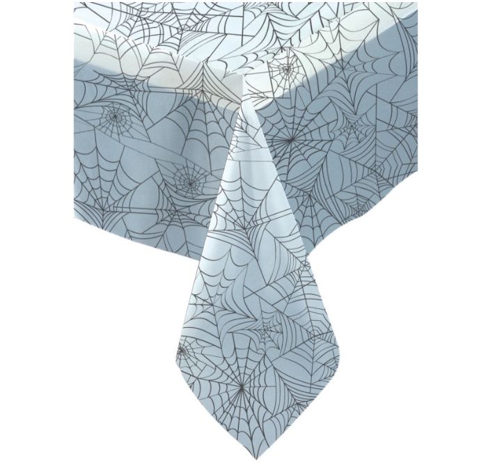 Clear Spider Web Rectangular Plastic Table Cover – 54&quot; x 108&quot;