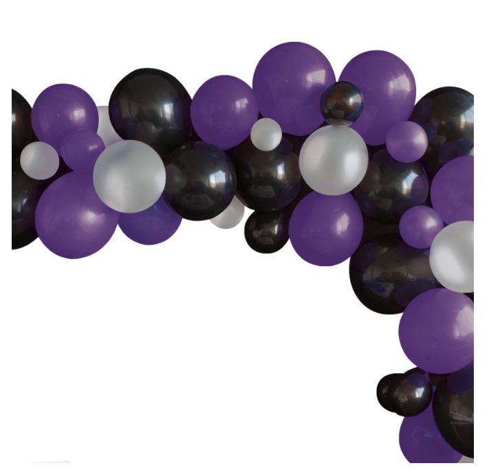 Black, Purple &amp; Silver Balloon Arch Kit – 40pc
