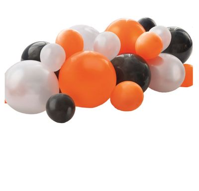 Halloween Balloon Garland Table Runner with Foil Confetti Cutouts