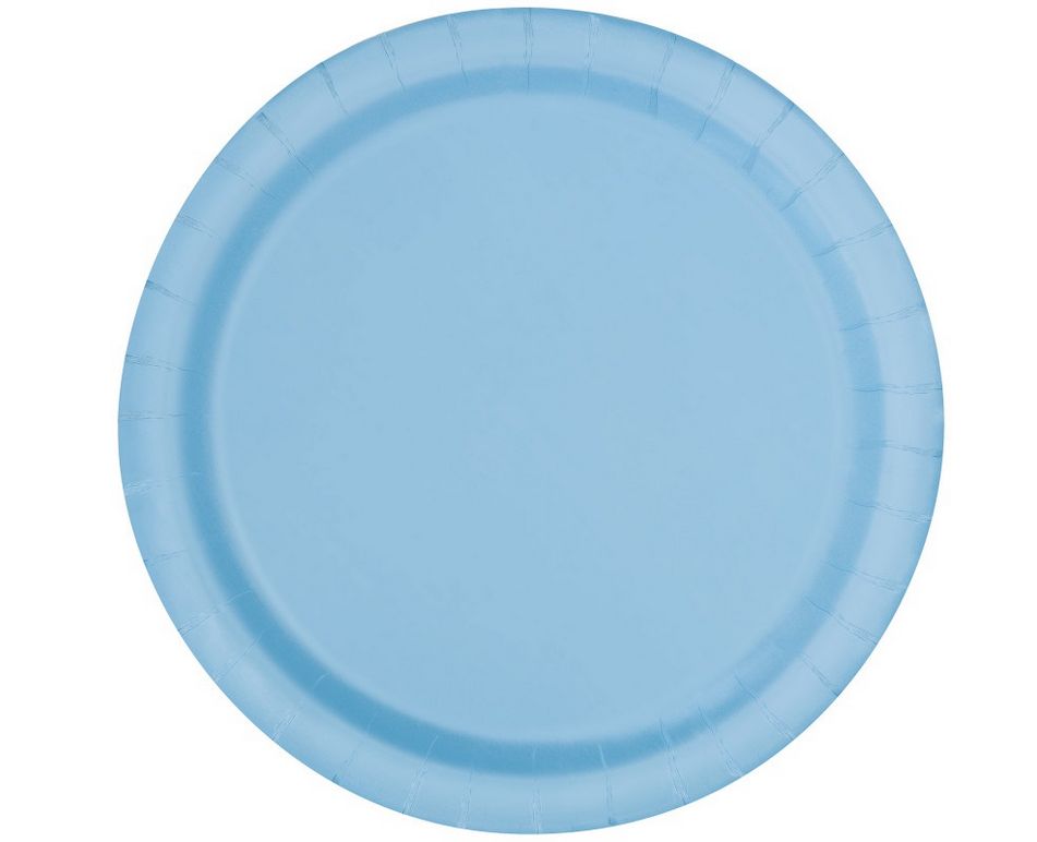 Powder Blue Solid Round 7&quot; Dessert Paper Plates – 50ct