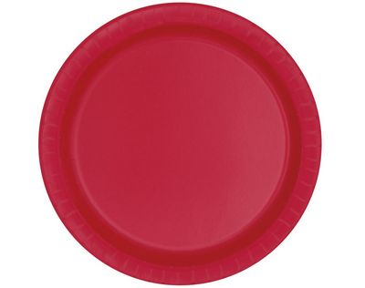 Red Solid Round 7&quot; Dessert Paper Plates – 50ct