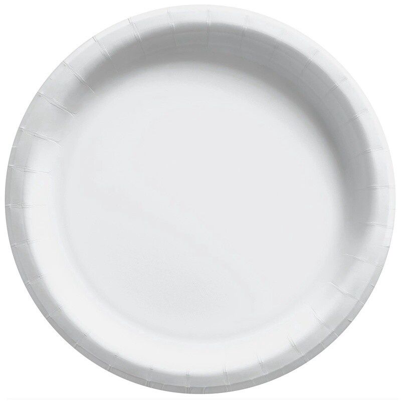 Bright White Solid Round 10&quot; Dinner paper Plates – 50ct