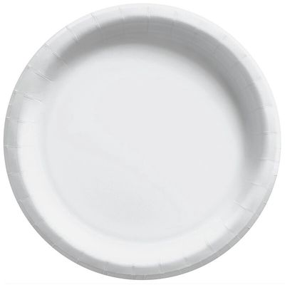 Bright White Solid Round 10&quot; Dinner paper Plates – 50ct