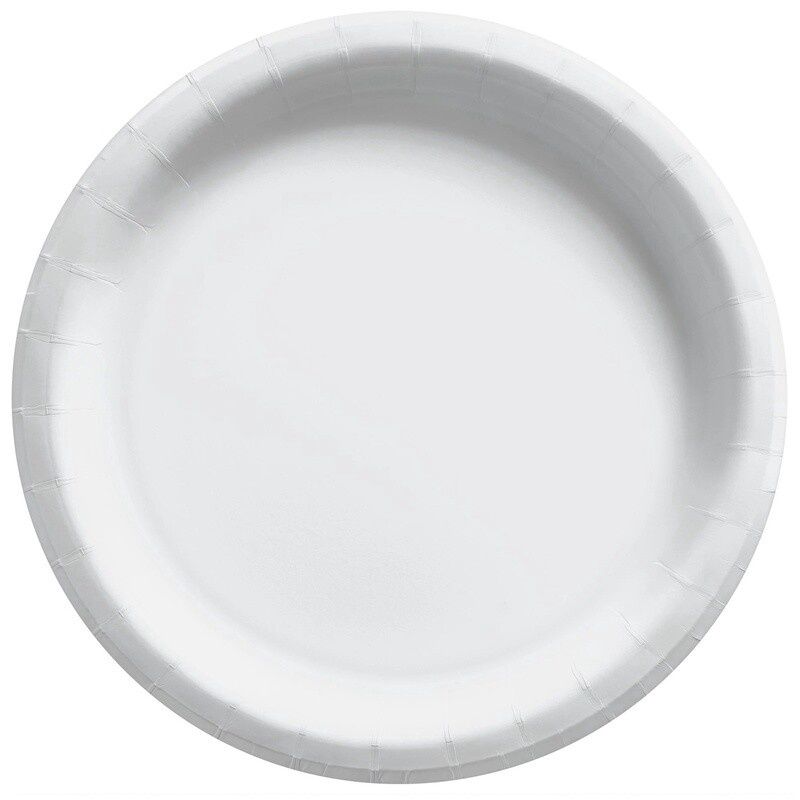 White Solid Round 9&quot; Dinner paper Plates – 50ct