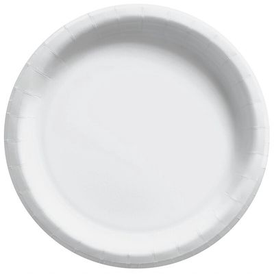 White Solid Round 9&quot; Dinner paper Plates – 50ct