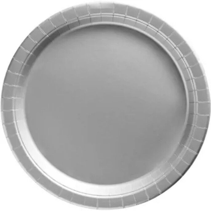 Silver Solid Round 9&quot; Dinner Paper Plates – 50ct