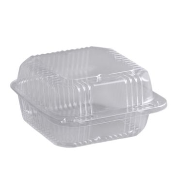 Durable Packaging PXT-600 Duralock 6&quot; x 6&quot; x 3&quot; Clear Hinged Lid Plastic Container 25ct