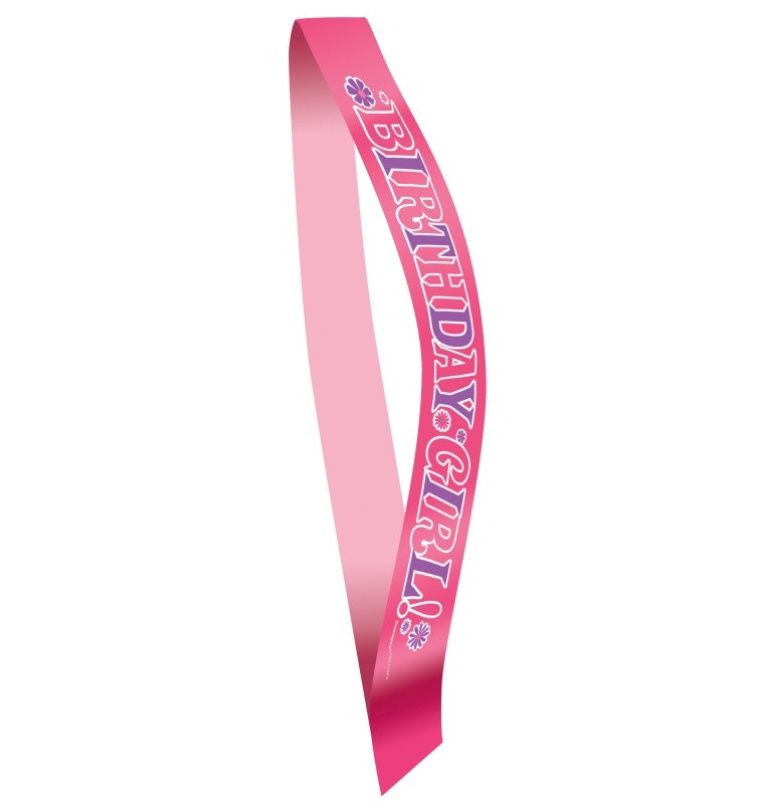Birthday Girl Satin Sash hot-pink