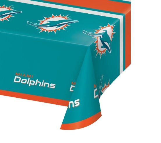 Miami Dolphins Plastic Table Cover – 54&quot; x 102&quot;