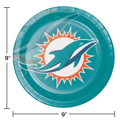 Miami Dolphins 9" Dinner Plates – 8ct