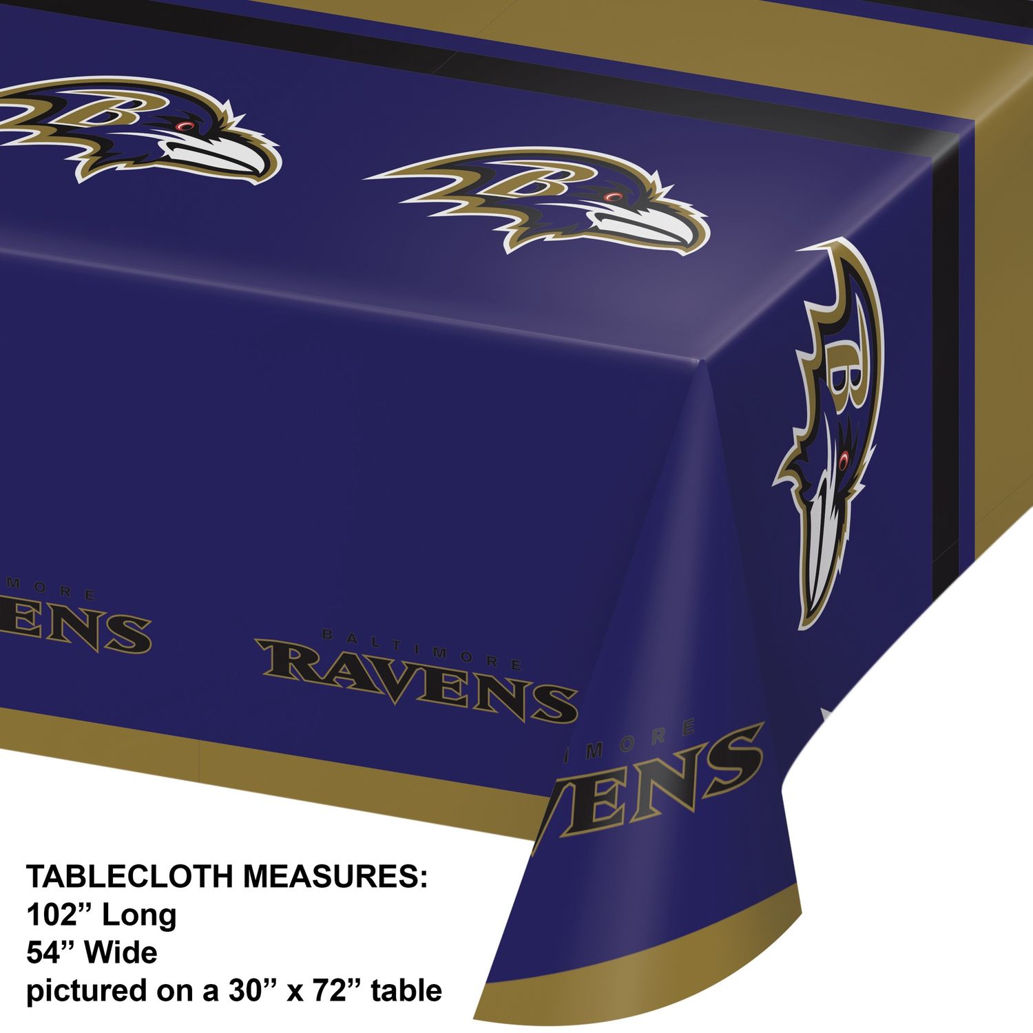 Baltimore Ravens Plastic Table Cover – 54&quot; x 102&quot;