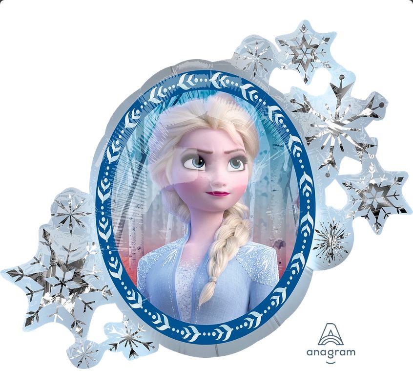 Large Shape Frozen 2 Frame Anna &amp; Elsa Satin Foil Balloon – 30&quot;