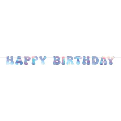 Iridescent “Happy Birthday” Letter Banner – 6&quot;H x 7.75&#39;L