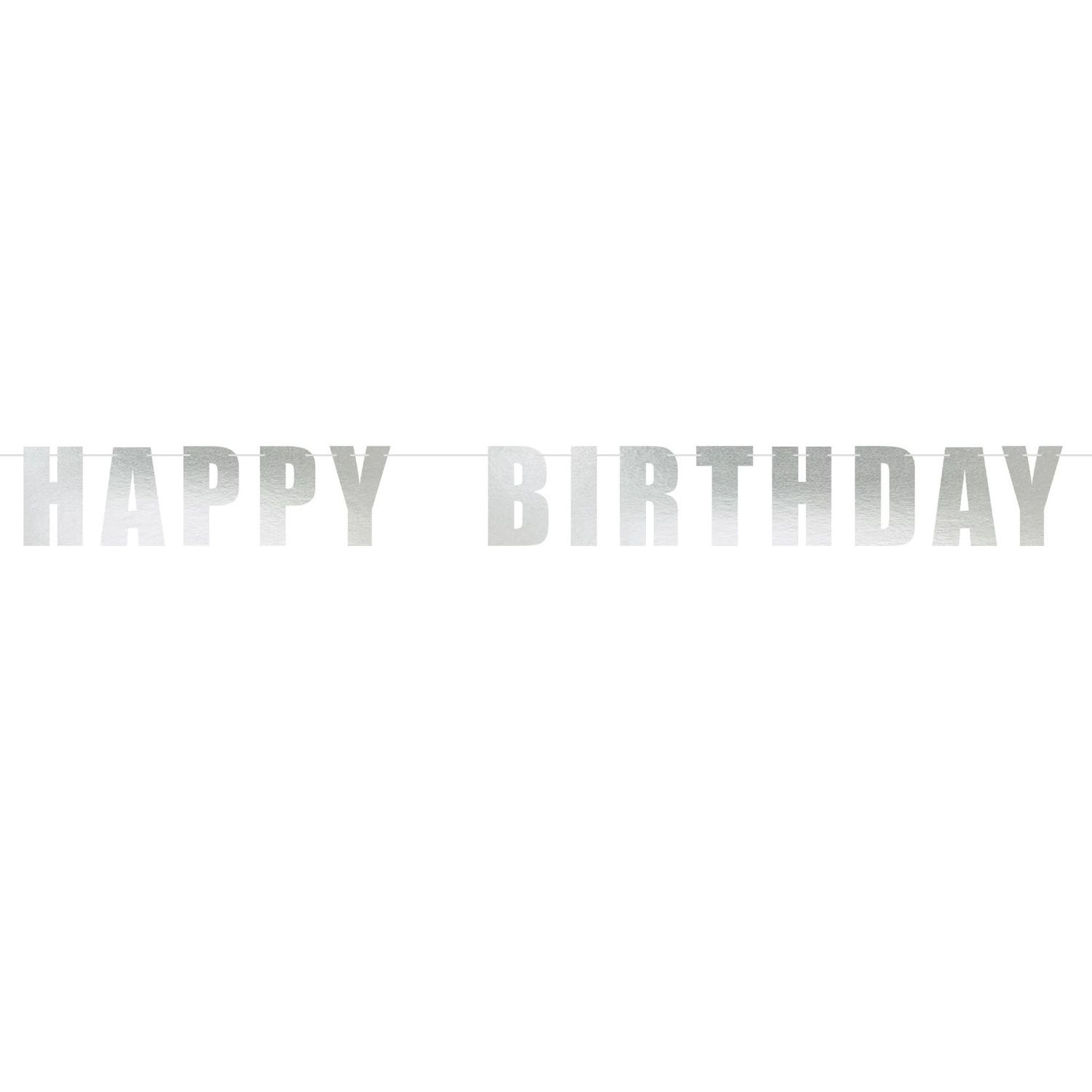 Silver “Happy Birthday” Letter Banner – 6&quot;H x 7.75&#39;L
