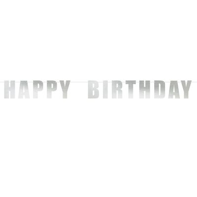 Silver “Happy Birthday” Letter Banner – 6&quot;H x 7.75&#39;L