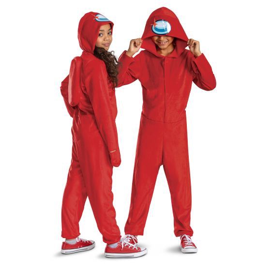 Red Impostor Hooded Jumpsuit Classic Costume, Size: S(4-6)