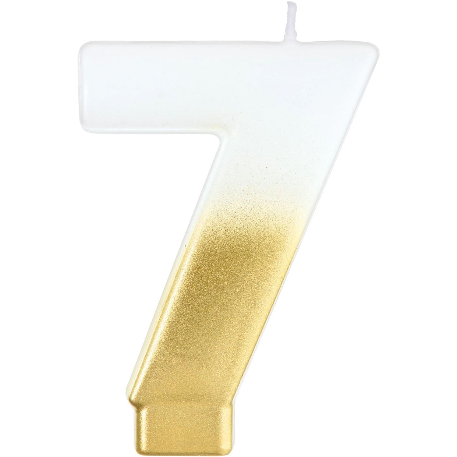 White &amp; Gold Ombre Number Candles – 5" (0–9), NUMBER: 7