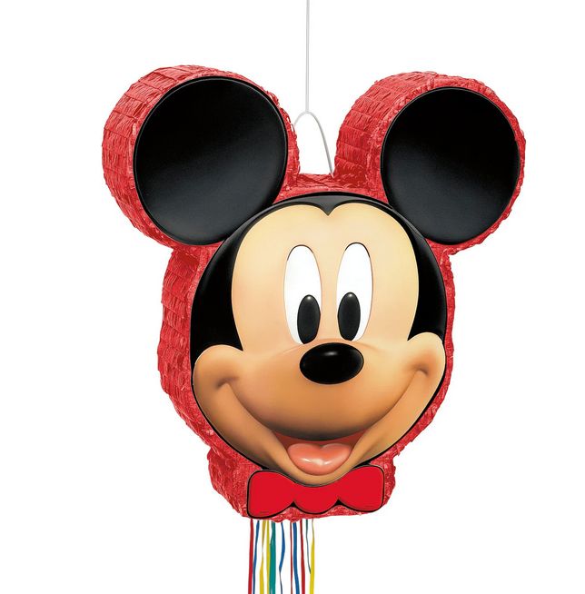 Disney Mickey Mouse Shaped Drum Pull Piñata – 19&quot; x 3&quot; x 20&quot;