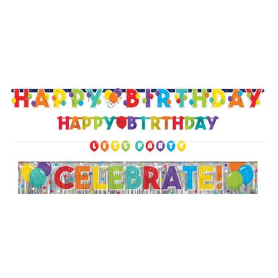 Birthday Celebration 4-in-1 Value Pack Banners – Paper &amp; Foil