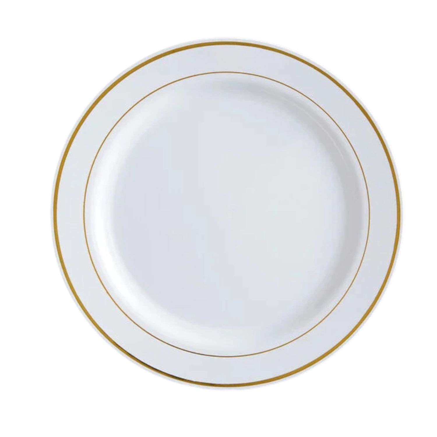 10&quot; White Plastic Plates with Gold Bands 10ct