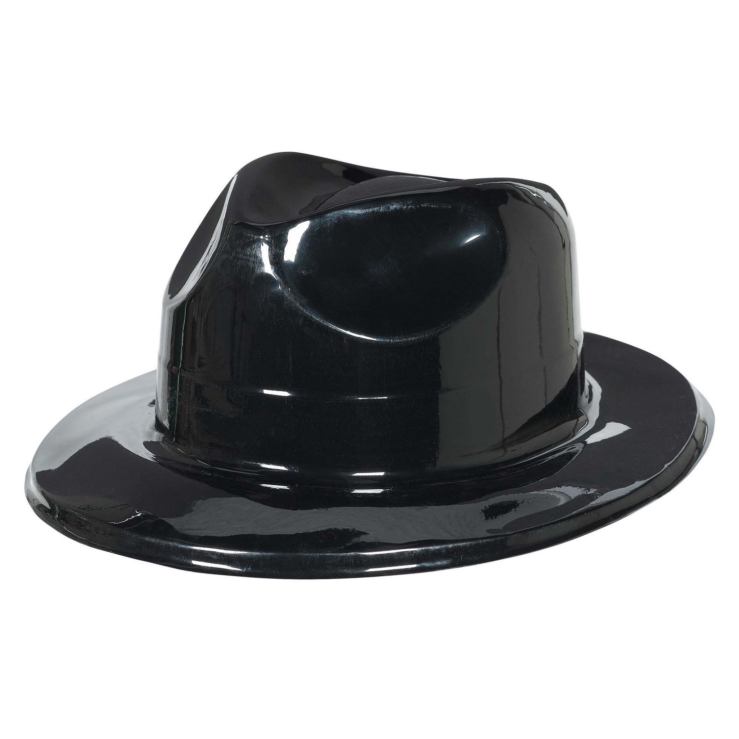 Black Plastic Fedora – 4.5&quot;H x 10.7&quot;W x 12.8&quot;D