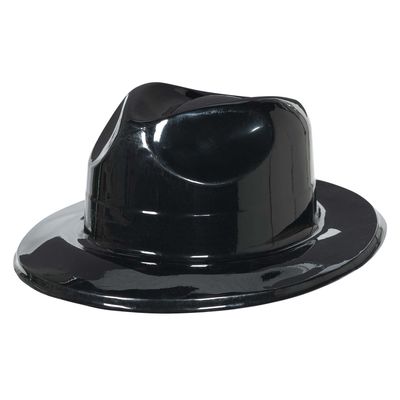 Black Plastic Fedora – 4.5&quot;H x 10.7&quot;W x 12.8&quot;D