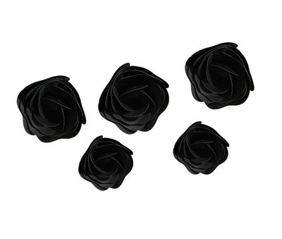 Paper Rose Flowers, Black, 13-in, 5-pk, Indoor Decoration for Halloween