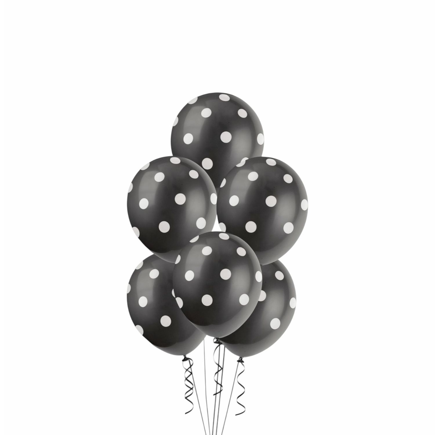 12&quot; Black Dots Latex Balloons – 6ct (Un-inflated)
