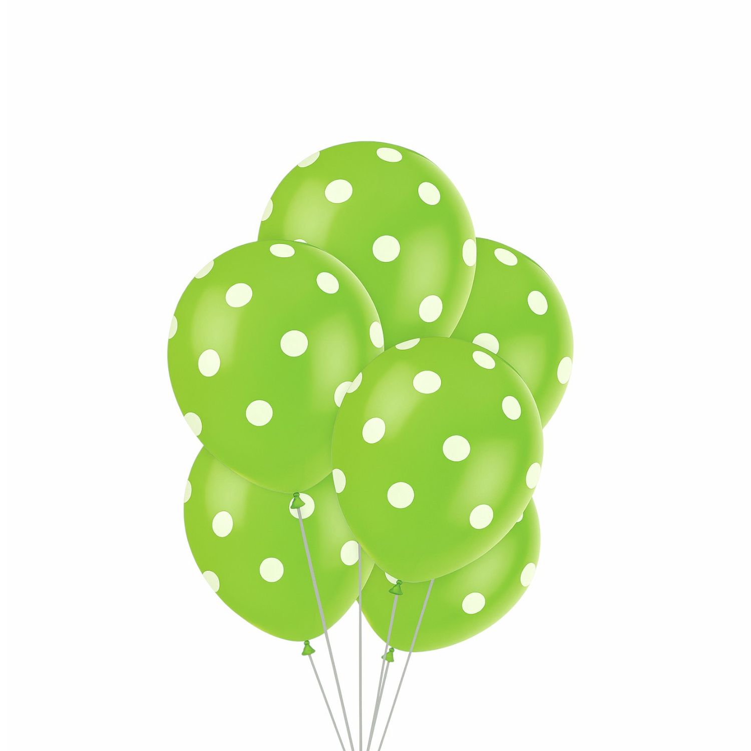 12&quot; Lime Green Dots Latex Balloons – 6ct (Un-inflated)