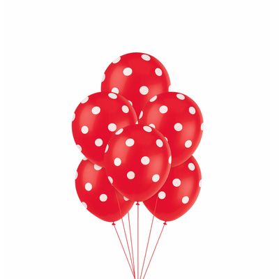 12&quot; Ruby Red Dots Latex Balloons – 6ct (Un-inflated)