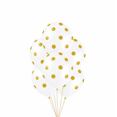 12&quot; Gold Dots Latex Balloons – 6ct (Un-inflated)