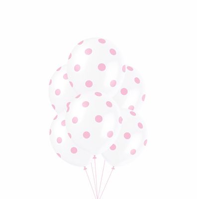 12&quot; Lovely Pink Dots Latex Balloons – 6ct (Un-inflated)