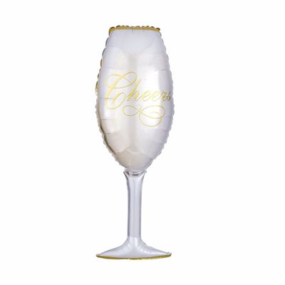 Large Shape Cheers Champagne Glass Foil Balloon – 38&quot;