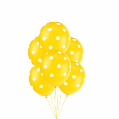12&quot; Sunflower Yellow Dots Latex Balloons – 6ct (Un-inflated)