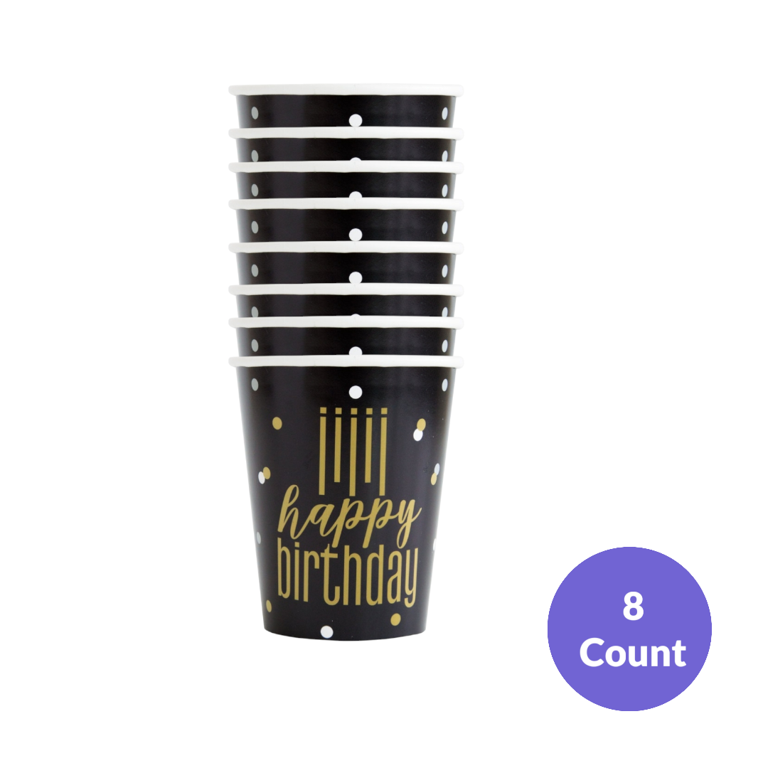 Happy Birthday 9oz Paper Cups – 8ct