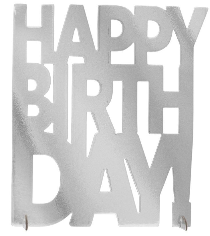 Silver “Happy Birthday” Centerpiece Decoration – 9" x 7.5" Silver “Happy Birthday” Centerpiece Decoration – 9" x 7.5"
