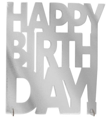 Silver “Happy Birthday” Centerpiece Decoration – 9" x 7.5" Silver “Happy Birthday” Centerpiece Decoration – 9" x 7.5"