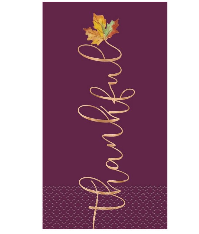 Chic Thanksgiving “Thankful” Guest Napkins 16ct – Foil Stamping Chic Thanksgiving “Thankful” Guest Napkins 16ct – Foil Stamping