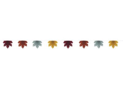 Elegant Thanksgiving Leaf Shaped Paper Fan Garland 8 ft